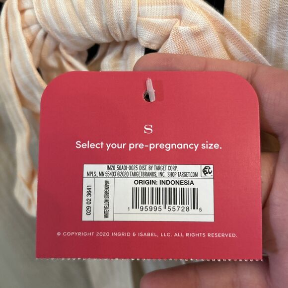 NWT Ingrid & Isabel Maternity Flutter Tank Top Tie Back White Peach Size Small - Picture 4 of 16